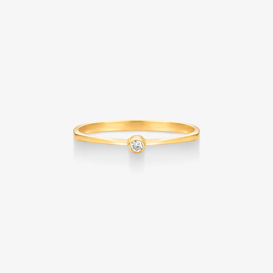 Anel Solitário Ponto com Diamante em Ouro Amarelo 18K