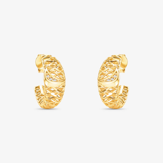 Brinco Estamparia com Pedras em Ouro Amarelo 18K
