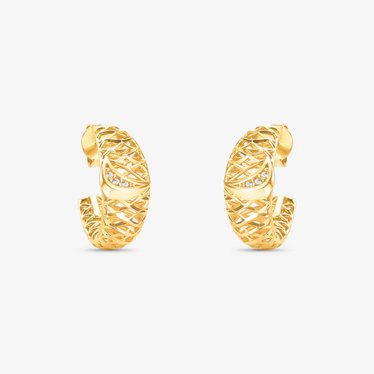 Brinco Estamparia com Pedras em Ouro Amarelo 18K