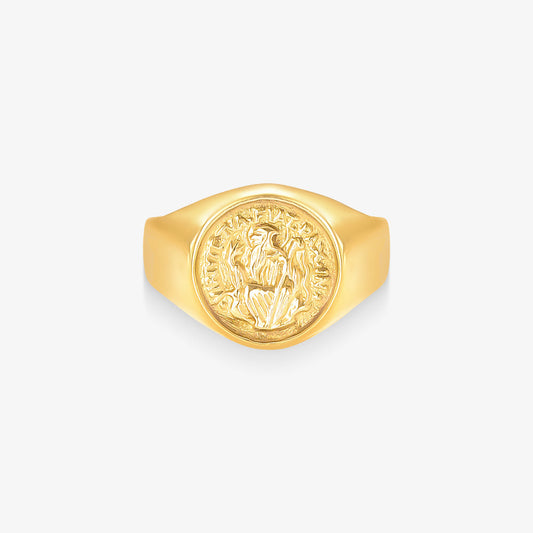 Anel São Bento Redondo em Ouro Amarelo 18K
