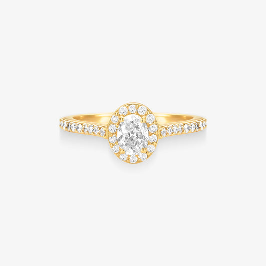 Anel Solitário Celeste com Diamante em Ouro Amarelo 18K