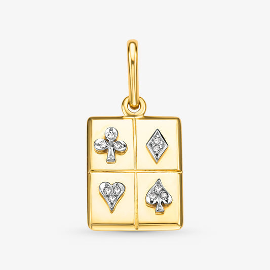 Pingente Cartas com Diamantes em Ouro Amarelo 18K