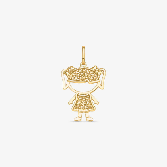 Pingente Menina Chiquinha-G Dourada em Ouro Amarelo 18K