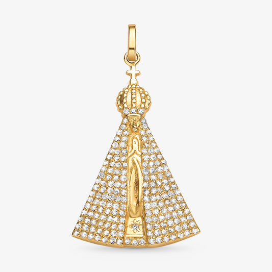 Pingente N.Sra Aparecida com Diamantes em Ouro Amarelo 18K