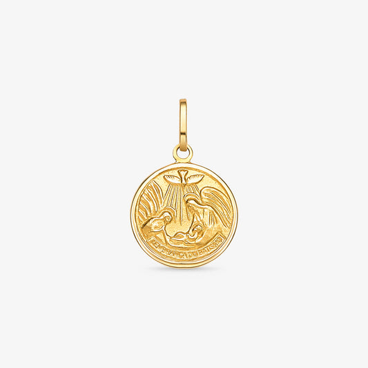 Pingente Medalha Batismo M em Ouro Amarelo 18K
