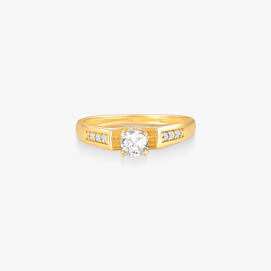 Anel Solitário Jaspe em Ouro Amarelo 18K