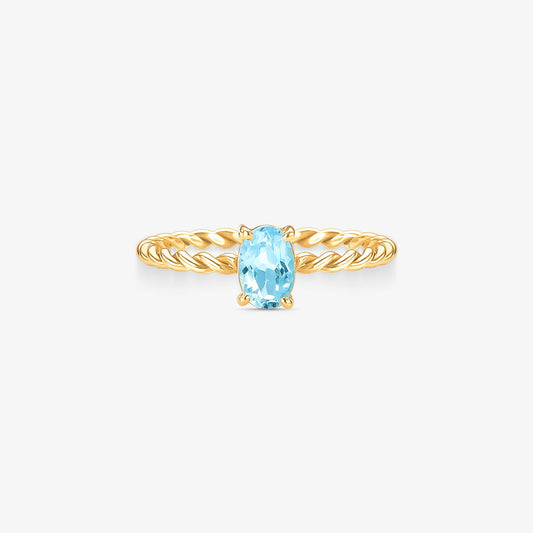 Anel com Água Marinha Natural em Ouro Amarelo 18K