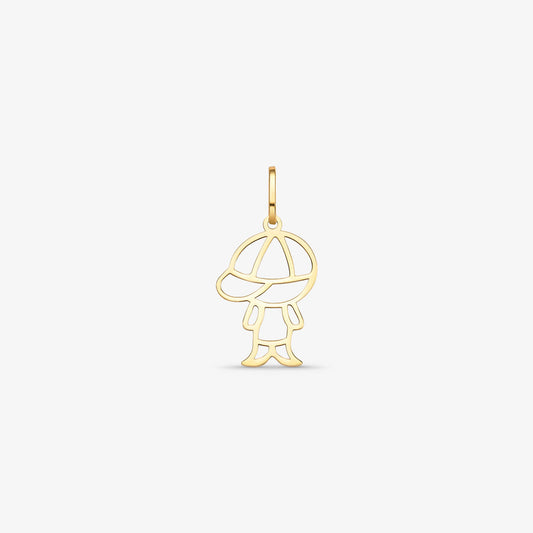 Pingente Menino Vazado Laser em Ouro Amarelo 18K