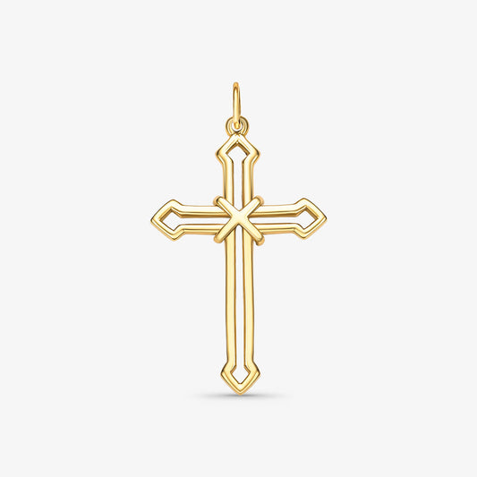 Pingente Cruz Vazada Corda Média em Ouro Amarelo 18K