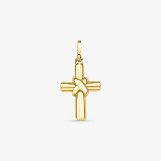 Pingente Cruz Pequena Corda em Ouro Amarelo 18K