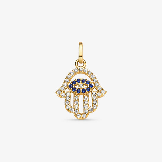 Pingente Mão de Fátima com Pedras em Ouro Amarelo 18K
