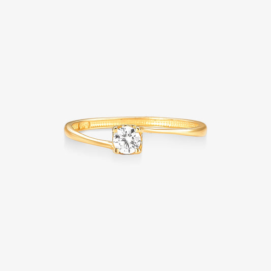 Anel Solitário Coração em Ouro Amarelo 18K