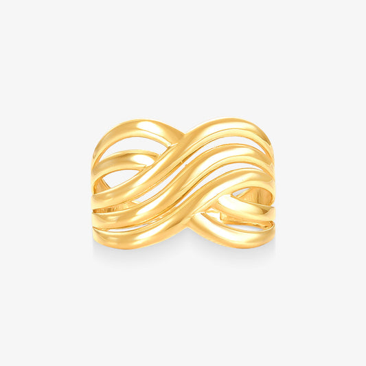 Anel Estamparia Liso Entrelaçado em Ouro Amarelo18K