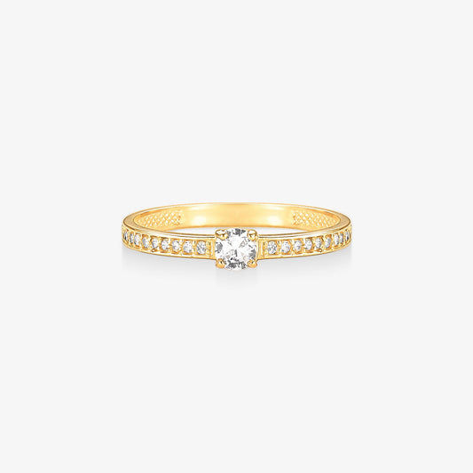 Anel Solitário Jasmin em Ouro Amarelo 18K