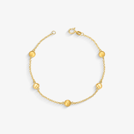 Pulseira Bola Lisa/Fosca em Ouro Amarelo 18K, 5mm, 19cm