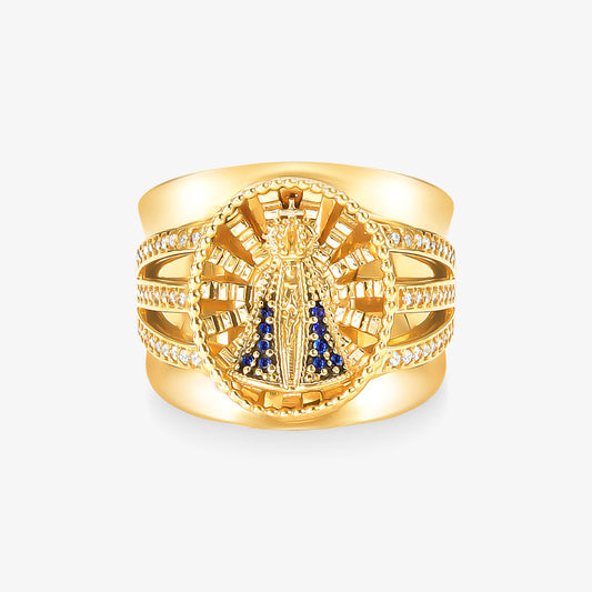 Anel N. Sra. Aparecida em Ouro Amarelo 18K