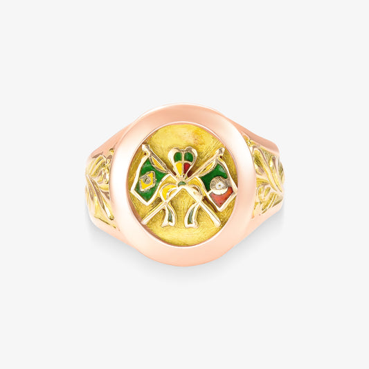 Anel Bandeiras Brasil x Portugal em Ouro Amarelo 18K