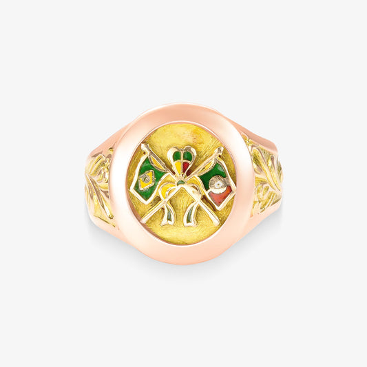 Anel Bandeiras Brasil x Portugal em Ouro Amarelo 18K