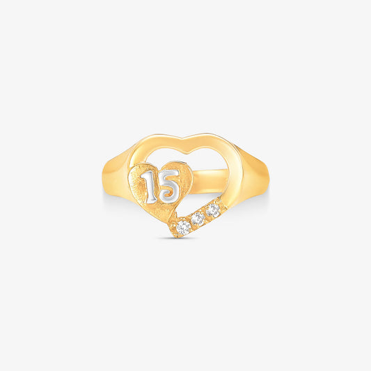 Anel de 15 Anos com Diamantes Naturais em Ouro Amarelo 18K