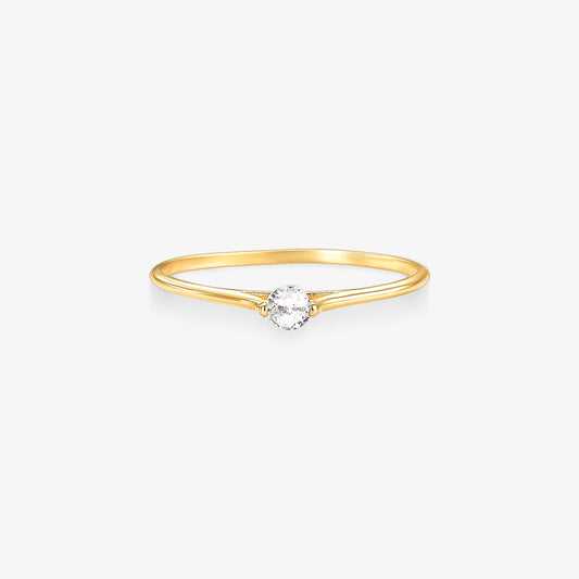 Anel Solitário Canto em Ouro Amarelo 18K