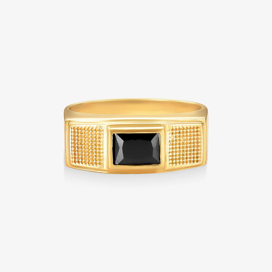 Anel Supremo com Ônix Natural em Ouro Amarelo 18K
