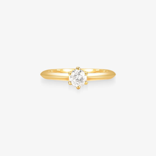 Anel Solitário Brilho V com Diamantes em Ouro Amarelo 18K