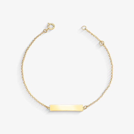 Pulseira Infantil Chapinha Elo Português em Ouro Amarelo 18K