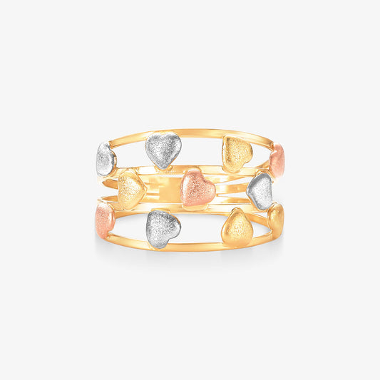Anel Estamparia Tricolor em Ouro Amarelo 18K