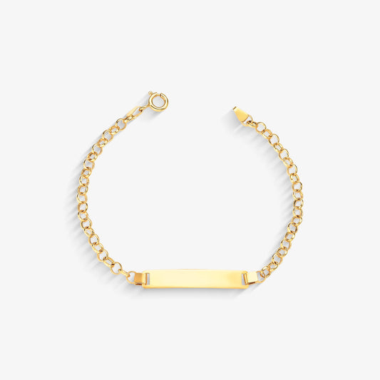 Pulseira Infantil Chapinha Elo Português em Ouro Amarelo 18K