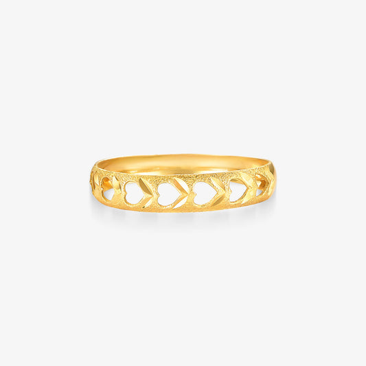 Anel Coração Vazado em Ouro Amarelo 18K