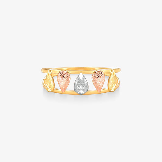 Anel Estamparia Gota Tricolor em Ouro Amarelo 18K