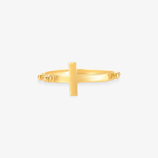 Anel Crucifixo em Ouro Amarelo 18K