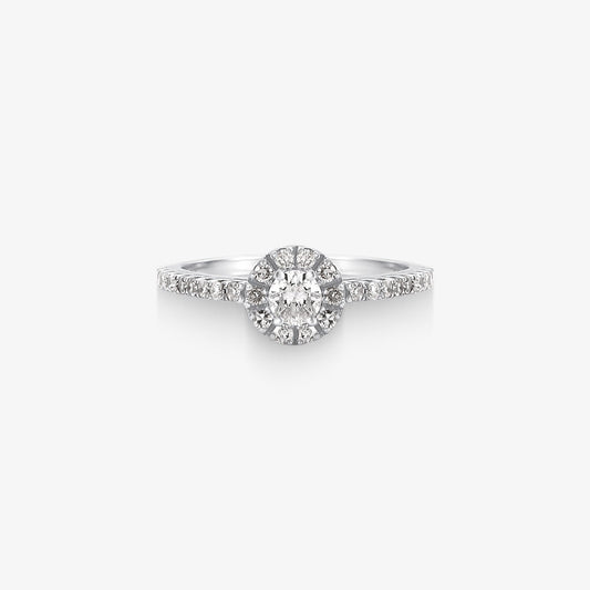Anel Solitário Vegas com Diamante em Ouro Branco 18K