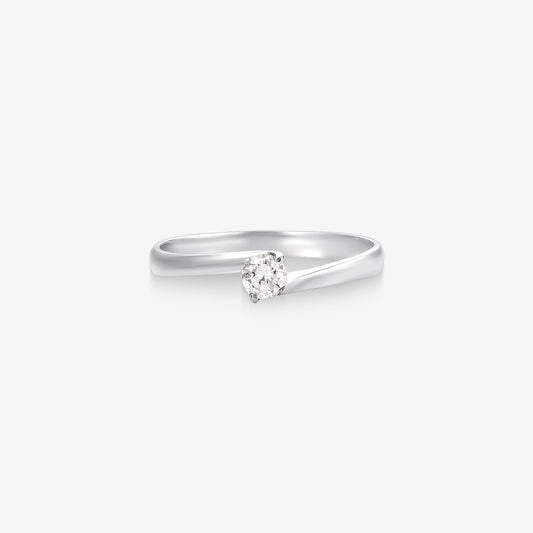 Anel Solitário Encanto com Diamante em Ouro Branco 18K