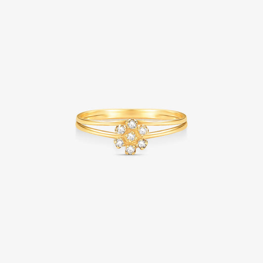 Anel Solitário Victoria com Diamantes em Ouro Amarelo 18K