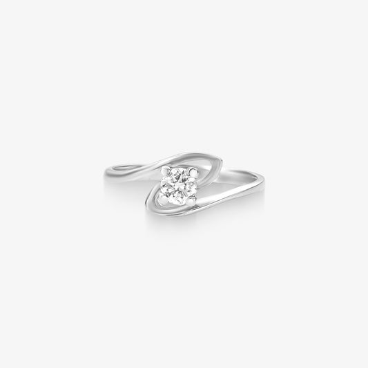 Anel Solitário Boreal com Diamante em Ouro Branco 18K