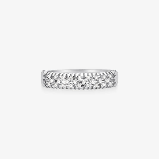 Anel Mel com Diamantes em Ouro Branco 18K