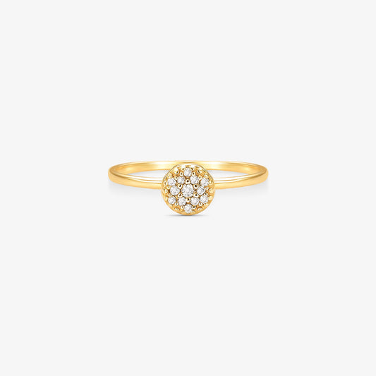 Anel Solitário Mel com Diamantes em Ouro Amarelo 18K