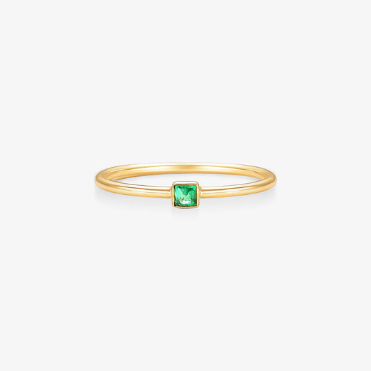 Anel Jasmim com Esmeralda Natural em Ouro Amarelo 18K
