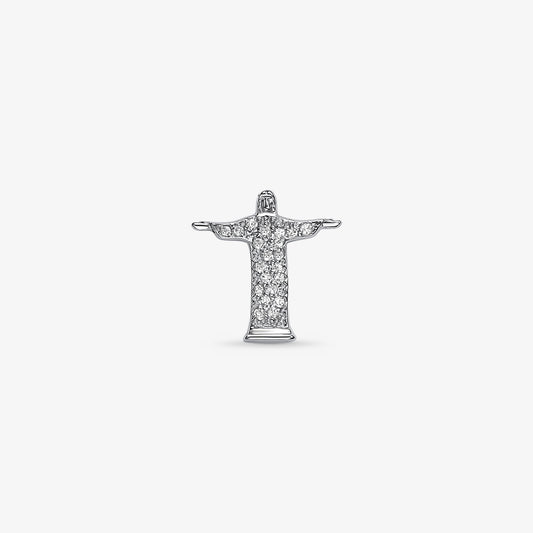 Pingente Cristo Redentor com Diamantes em Ouro Branco 18K