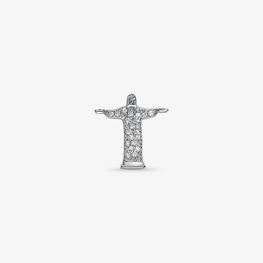 Pingente Cristo Redentor com Diamantes em Ouro Branco 18K