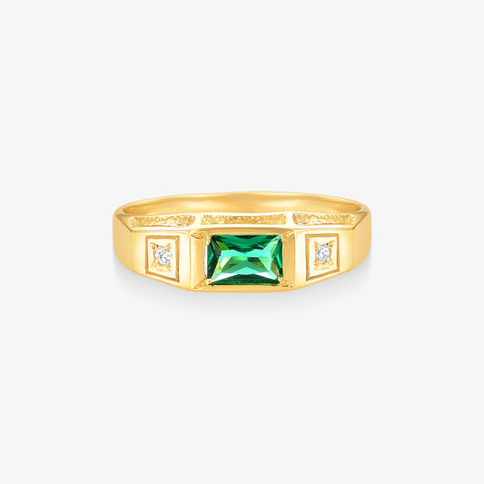Anel Masculino Luminoso em Ouro Amarelo 18K