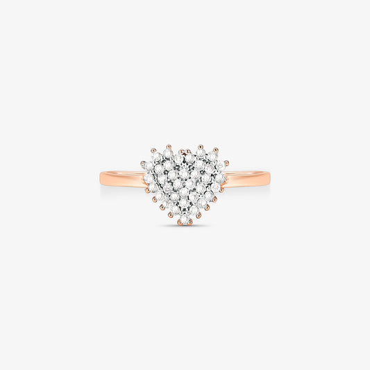 Anel Coração VL com Diamantes em Ouro Rosé 18K