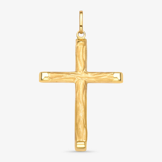 Pingente Cruz Grande Trabalhada em Ouro Amarelo 18K