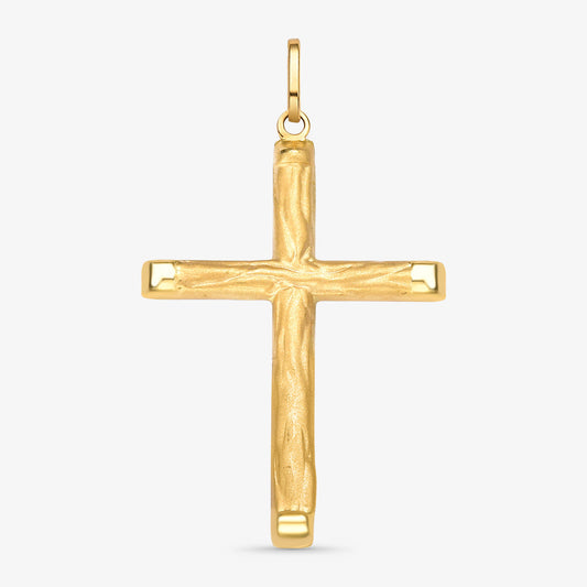 Pingente Cruz Grande Trabalhada em Ouro Amarelo 18K