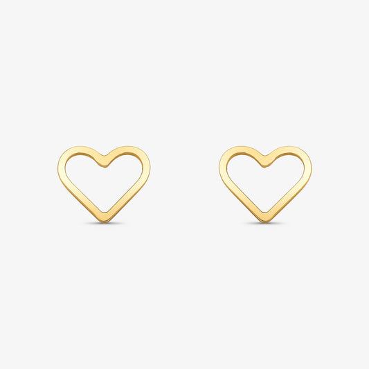 Brinco Coração Vazado em Ouro Amarelo 18K