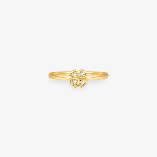Anel Infantil Trevo em Ouro Amarelo 18K