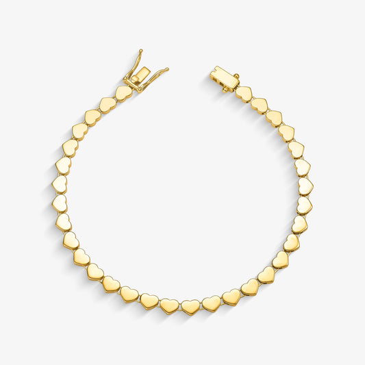 Pulseira Corações em Ouro Amarelo 18K