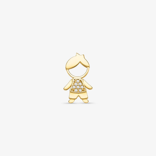 Pingente Menino Franja com Pedras Colorido em Ouro Amarelo 18K