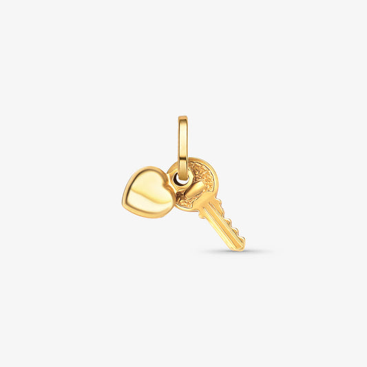 Pingente Coração e Chave em Ouro Amarelo 18K
